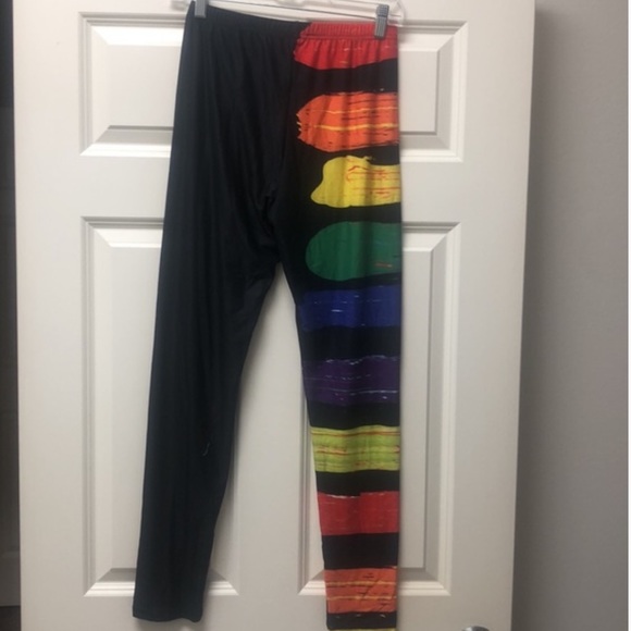 Lily By Firmiana Plus Size Rainbow Leg Pants Leggings Size 4XL - Picture 2 of 6